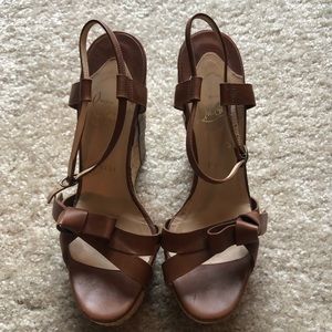 Christian Louboutin Brown Strappy Wedges 39